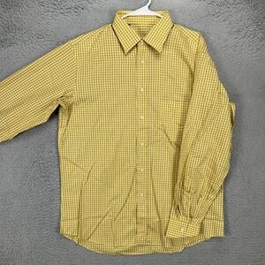 Davide Cenci Mens Dress Shirt 16-41 Yellow Blue Check Button Up Made In Italy